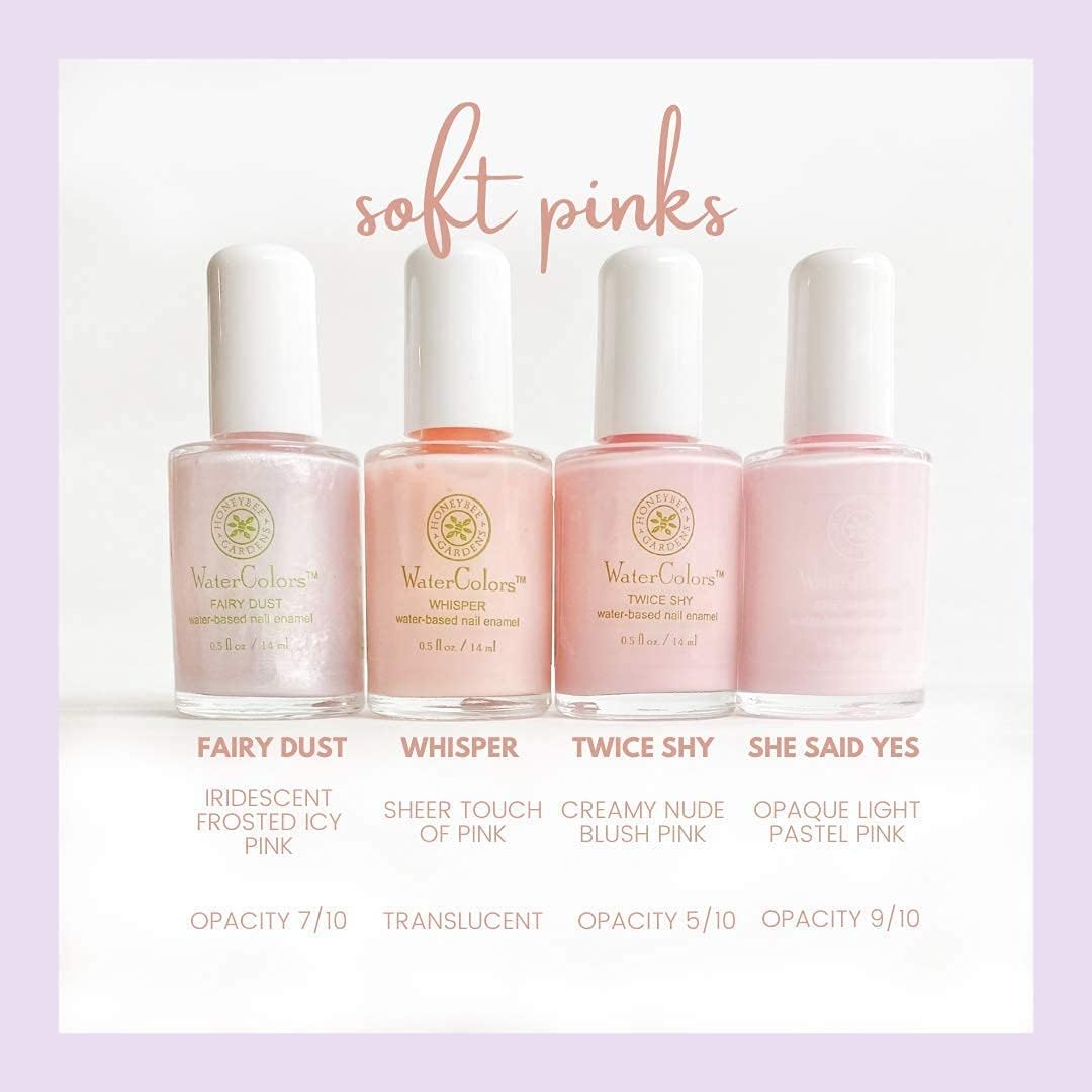 Honeybee Gardens WaterColors Nail Enamel | Fairy Dust Iridescent Pink + Endure Primer/Sealer Bundle - 0.5 oz