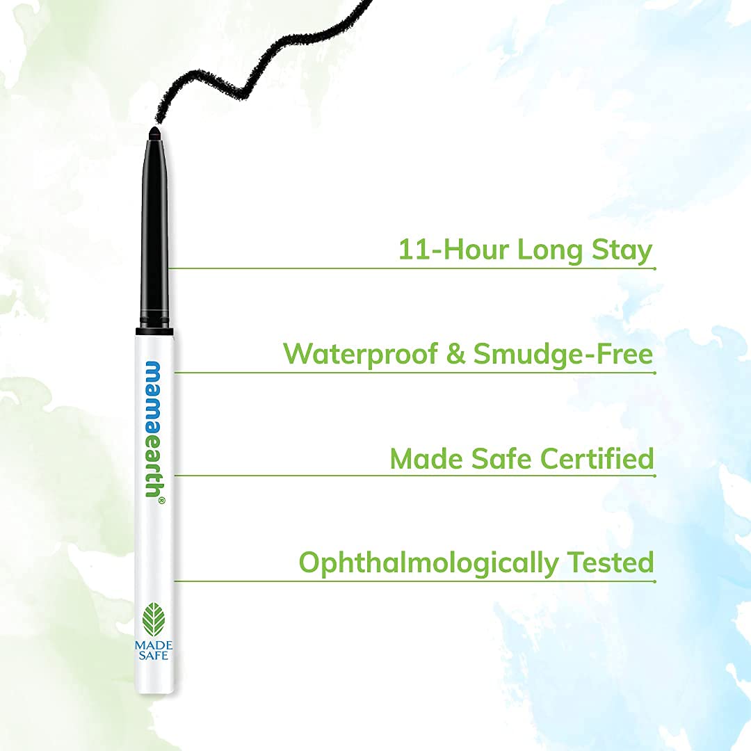 MAMAEARTH Charcoal Black Kajal with Vitamin C & Chamomile, 0.35g