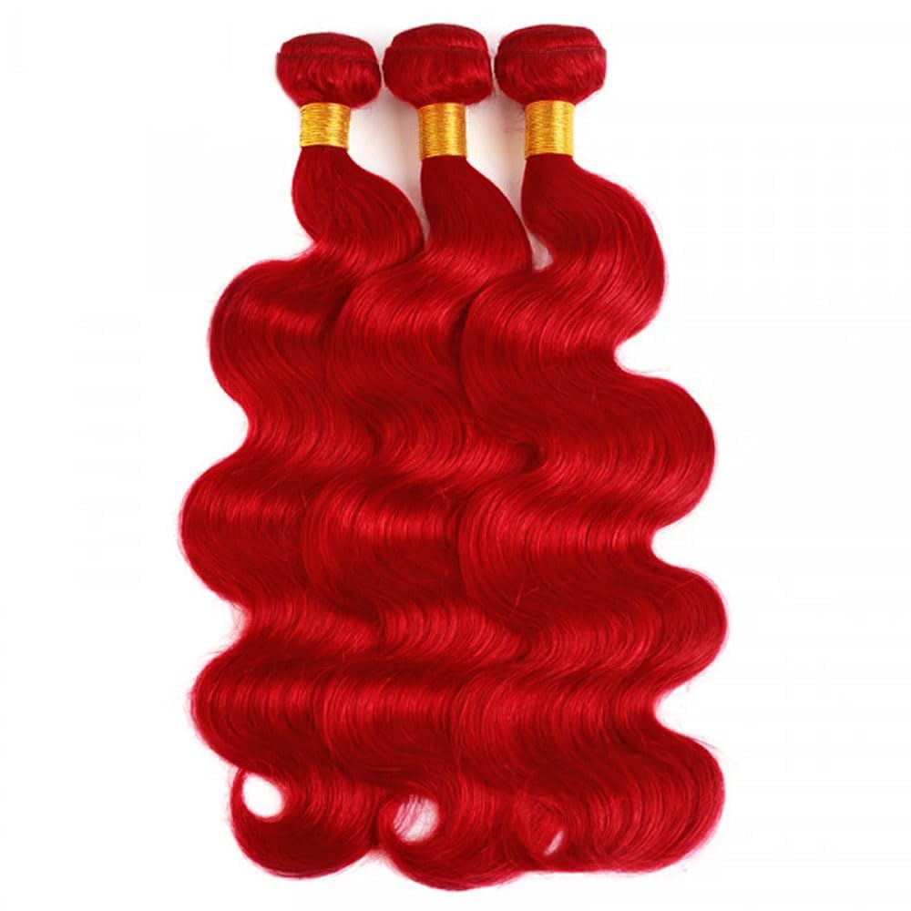Burgundy Bundles Human Hair Bright Red Body Wave Bundle 22 22 22 Inch Peruvian Virgin Hair 3 Bundles Red Bundle Hair Weave 100g/Pc