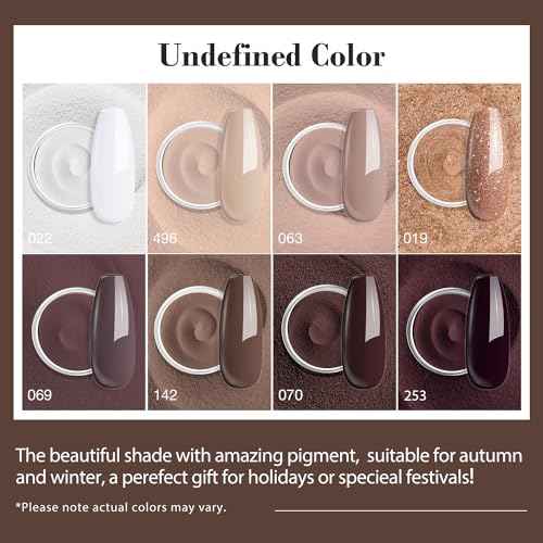 AZUREBEAUTY 30Pcs Dip Powder Nail Kit Starter, 8 Colors Fall Nude Brown Glitter Purple Nude with Nail Sticks, Nail Art Liquid Set with Matte/Base/Top Coat Activator for French Manicure Salon