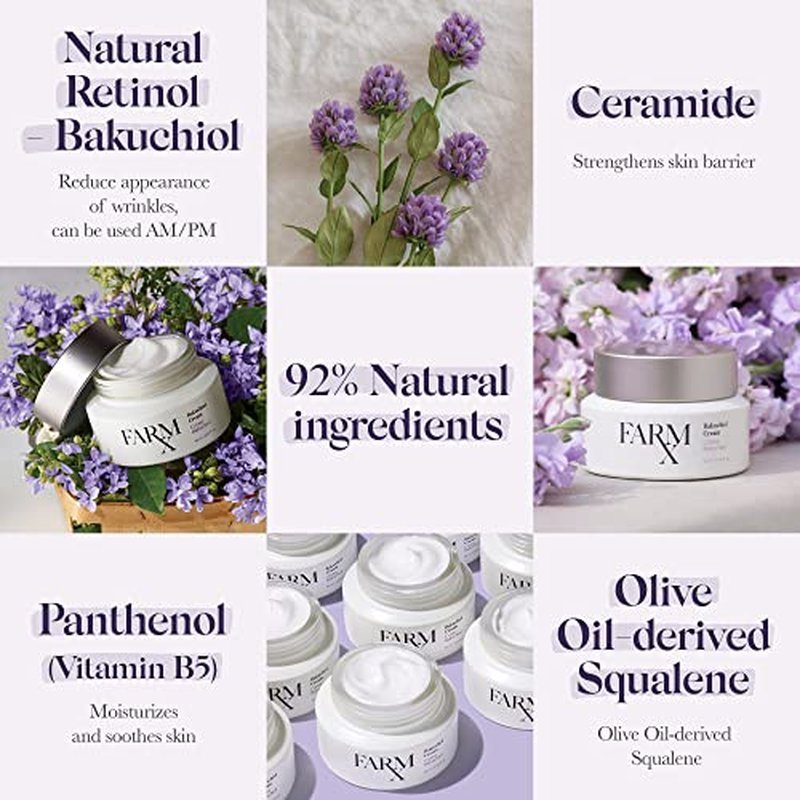 Farm Rx Bakuchiol Cream - Anti Aging Face Moisturizing Vegan Cream (Natural Alternative to Retinol) to Tighten Skin and Bring Radiance to Face,(90 ml/3.04 fl oz) Clean Beauty