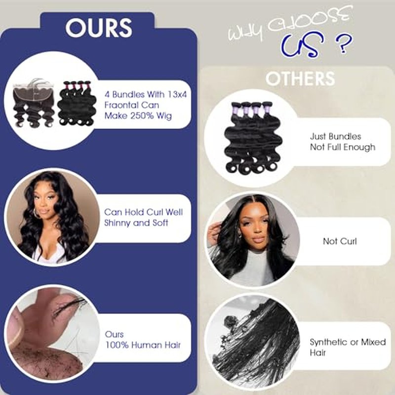 12A Brazilian Human Hair Bundles Body Wave Single Bundle Virgin Hair Bundles Body Wave Human Hair Sew in Weave Natural Black Color Hair 26 inch