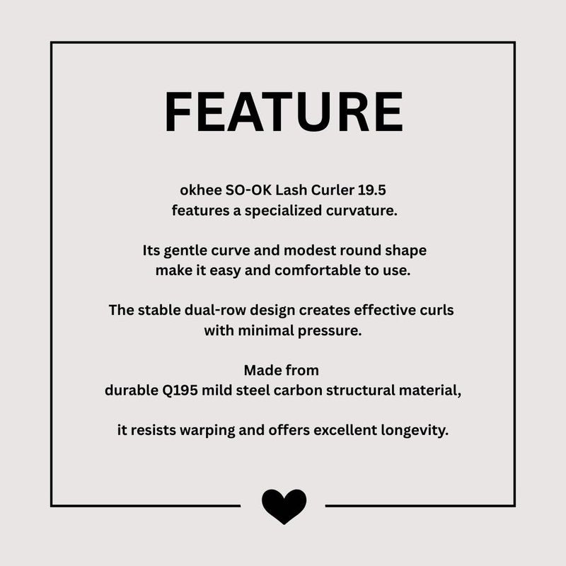 SOO ADOR okhee SO-OK Lash Curler 19.5 – No-Pinch Eyelash Curler with Gentle 19.5 Curve for Precise, Pain-Free Curling – Professional Lash Tool Designed by Korea’s Top Makeup Artist
