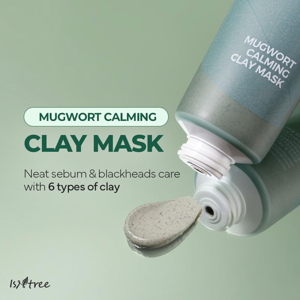 IsNtree Mugwort Calming Clay Mask - Deep Pore Cleansing & Sebum Control | Soothing Wash-Off Mask for Sensitive Skin | 100ml