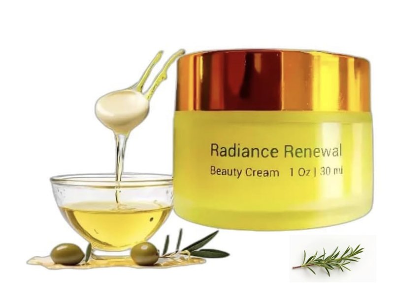 Jolie Radiance Renewal Beauty Cream - 100% Organic Olive Oil-Based Moisturizer | Deep Hydration & Glow | Clean Beauty, Vegan & Natural Skincare | Anti-Aging | Promotes Collagen (1 oz, Rosemary)