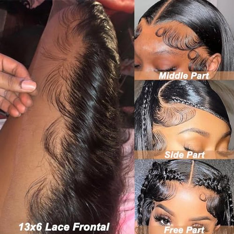 beauty youth 13x6 Lace Frontal with Baby Hair 16inch Transpent HD Transpare Frontal Pre Plucked 12A Lace Closure Free Part Brazilian Virgin Human Hair Lace Frontal with Bangs 180% Density