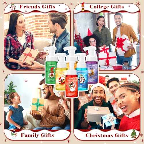 6 Pack Gentle Foaming Hand Soap Skin with Pump Care with Essential Oils Moisturizing Liquid Hand Wash for Kitchen Bathroom Students Teacher Staff Gift 8.75 Fl. oz (6 Colors,Christmas)
