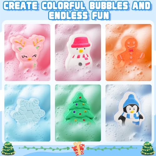 6 Pack Christmas Bath Bombs Gifts for Women, Xmas Tree Gingerbread Snowflake Bathbombs Set Bubble Bath Bombs, Unique Christmas Gifts for Adults Women Xmas Winter Birthday Party Favors