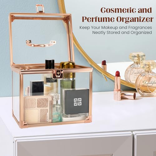 Crown Box, Clear Makeup Case,Cosmetic Organizer, Large Capacity Transparent Acrylic Artists Display Case for Vanity,Bathroom Counter or Dresser