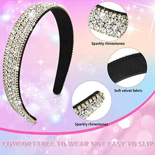 Waydress 4 Pieces Rhinestone Headband for women Glitter Sparkly Rhinestone Hairbands Bling Diamond Crystal Headwear for Women Girls Hair Accessories Birthday Wedding Gifts(Stylish Color)