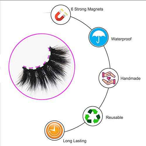 DAODER Magnetic Eyelashes with Eyeliner Kit 15pcs Set, 6 Magnets Lashes with Applicator 10 Pairs Variety Wispy Magnetic Lashes D Curl Look Like Extensions, No Glue, Reusable