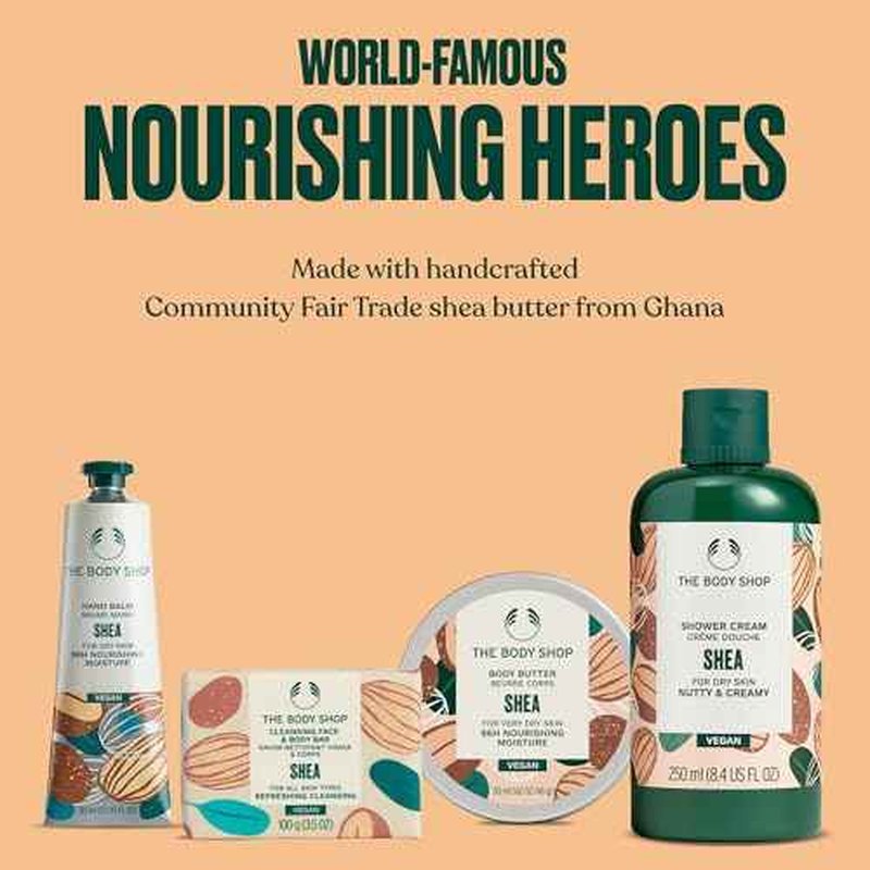 The Body Shop Shea Gift Set - 4 Piece Set, Includes Shower Cream, Body Butter, Face & Body Bar, Hand Balm, Vegan