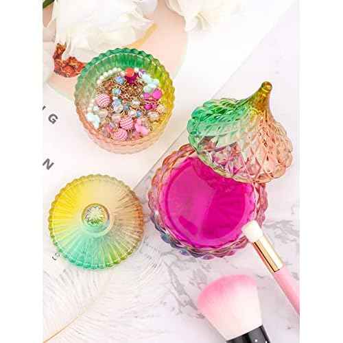 TOROKOM 2Pcs Dappen Dish for Acrylic Nails Monomer Dish with Lids Colorful Nail Cup Jars for Liquid Powder Dishes Glass Damping Dapping Dish Containers