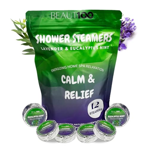 Shower Streamers Aromatherapy 12 Pcs, Lavender Bath Bombs with Essential Oils, Shower Bombs Aromatherapy Stress Relief Gifts - Birthday & Christmas Gifts for Men, Women - Eucalyptus Shower Streamer.