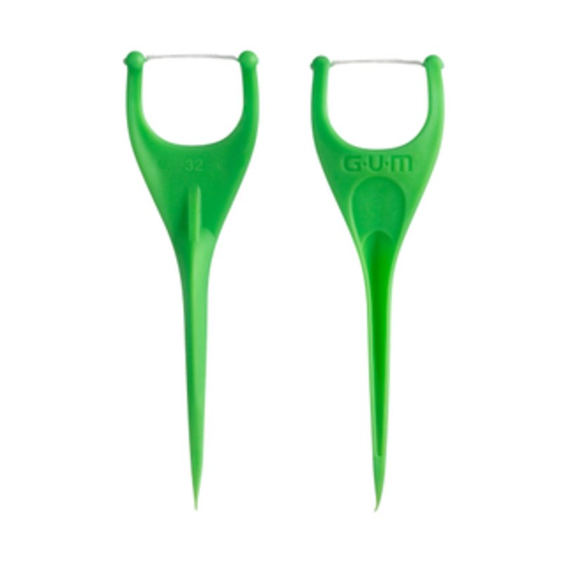 GUM Angled Clean Dental Floss Picks, Extra-Strong Shred-Resistant Floss with Easy-Grip Handle, Angled for Easy Reach, Fresh Mint Flavor, 75 Count (Pack of 4), 300 Total