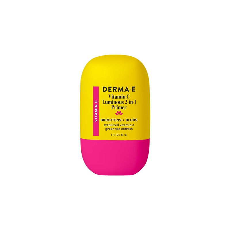 DERMA E Face Primer, Vitamin C Luminous 2-in-1 Brighten & Blur Primer, 1 Fl Oz, Stabilized Vitamin C, Hyaluronic Acid & Aloe Vera, Blurs Appearance of Pores, Wear Under Makeup for All Day Hold