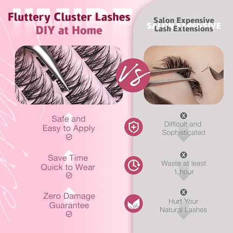 JIMIRE Natural Lash Clusters Wispy Eyelash Clusters 192Pcs C-Curly Cluster Eyelash Extensions 8-16MM Pesta?as Postizas Naturales Lash Extensions Easy to Apply DIY at Home by Self