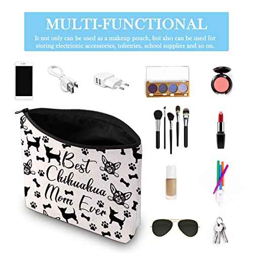 GJTIM Chihuahua Mom Gift Chihuahua Owner Gift Best Chihuahua Mom Ever Chihuahua Gift Makeup Bag Animal Dog Lover Gift (Chihuahua Mom Bag)
