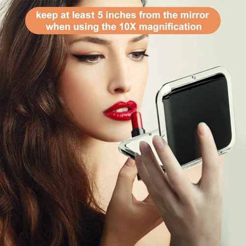 Compact 10X Magnifying Makeup Mirror for Travel, Small Pocket Mirror-Handheld, Foldable & Portable 2-Sided with 10X Magnifying and 1X Mirror for Purses - Square 3.3 x 3.3 inch (Black)