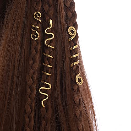 FRDTLUTHW 18Pcs Hair Accessories Loc Hair Jewelry for Women Braids, Dreadlock Beads Metal Hair Clips Decoration Gold(Multiple Styles)-style4