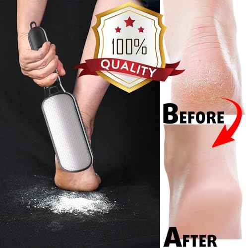 Antonki Foot File for Dead Skin, Double Sided Callus Remover for Feet, Metal Foot Scrubber for Cracked Heel, Professional Foot Scraper Rasp Pedicure Tool to Remove Hard Skin - 2 in 1 Foot File