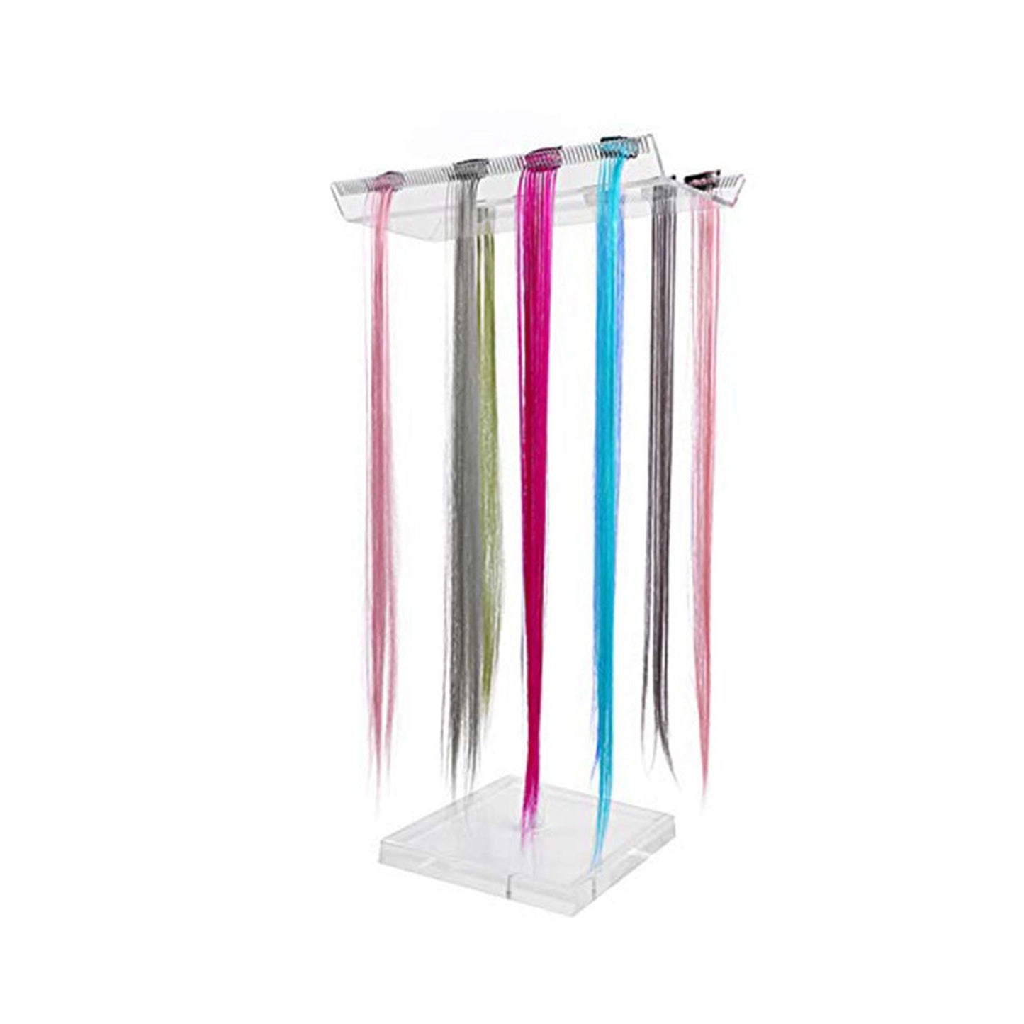 Zetiling Acrylic Hair Extension Holder Double Sided Transparent Hair Rack Stand for Wigs, Adjustable Height Braiding Hair Separator Organizer, Large Capacity, Wall Mounted Installation