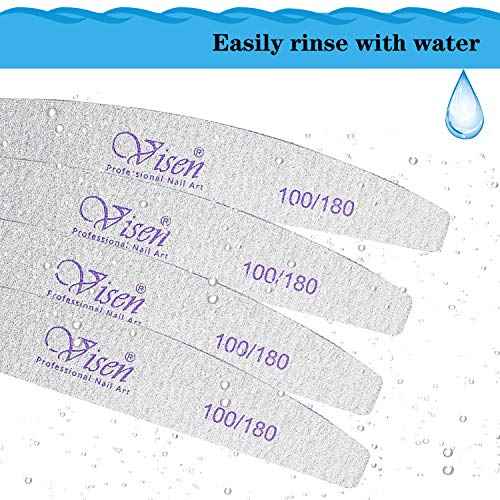 25 Pcs 100/180 Grit Nail Files, Washable Double Sided, Professional Emery Boards for Acrylic, Gel, Natural Nails, Salon & Home Use