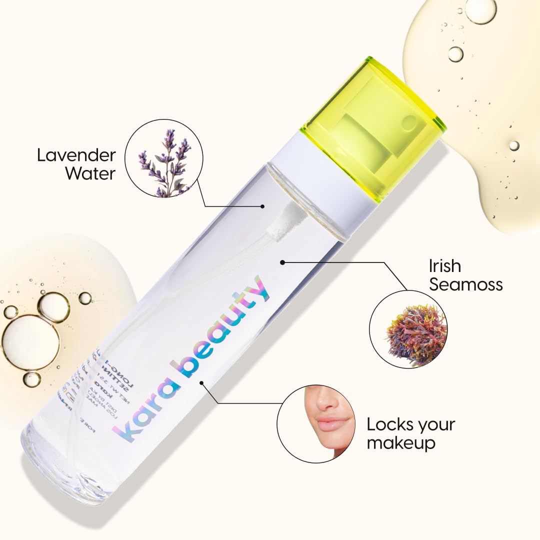 Kara Beauty Essentials Long Lasting Setting Spray - Hydrating Primer and One Size for Makeup - Infused with Lavender Water & Irish Sea Moss - Makeup Setting Spray for All-Day Freshness