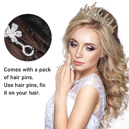 COCIDE Gold Tiara and Crown for Women Crystal Queen Crowns Rhinestone Princess Tiaras for Girl Bride Wedding Hair Accessories for Bridal Birthday Party Prom Halloween Cos-play Costume Christmas
