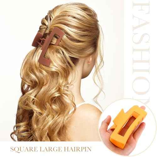 Hoteam 18 Pcs 4.1 Inch Large Hair Claw Clips Bulk Rectangular Big Hair Claws Matte Nonslip Banana Clip Strong Hold Plastic Barrettes for Women Gifts Accessories, 18 Colors