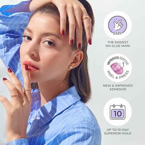 KISS imPRESS No Glue Mani Press On Nails, , 'All Black', Black, Short Size, Squoval Shape, Includes 30 Nails, Prep Pad, Instructions Sheet, 1 Manicure Stick, 1 Mini File