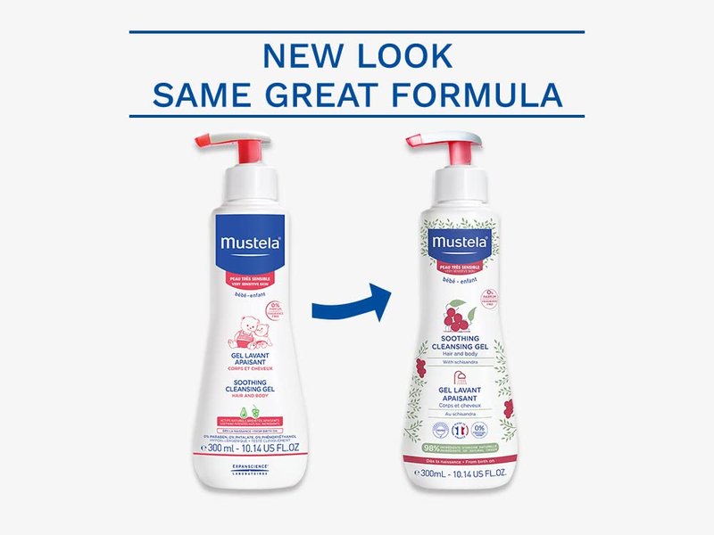 Mustela Baby Soothing Cleansing Gel - Fragrance-Free Hair & Body Wash for Sensitive Skin | 10.14 fl. oz.