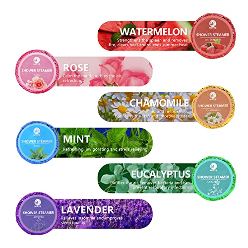 18-Pack Shower Steamers Aromatherapy, Christmas Stocking Stuffers Gifts for Women or Men, Organic Shower Bombs with Chamomile Rose Lavender Mint Watermelon Eucalyptus Essential Oil