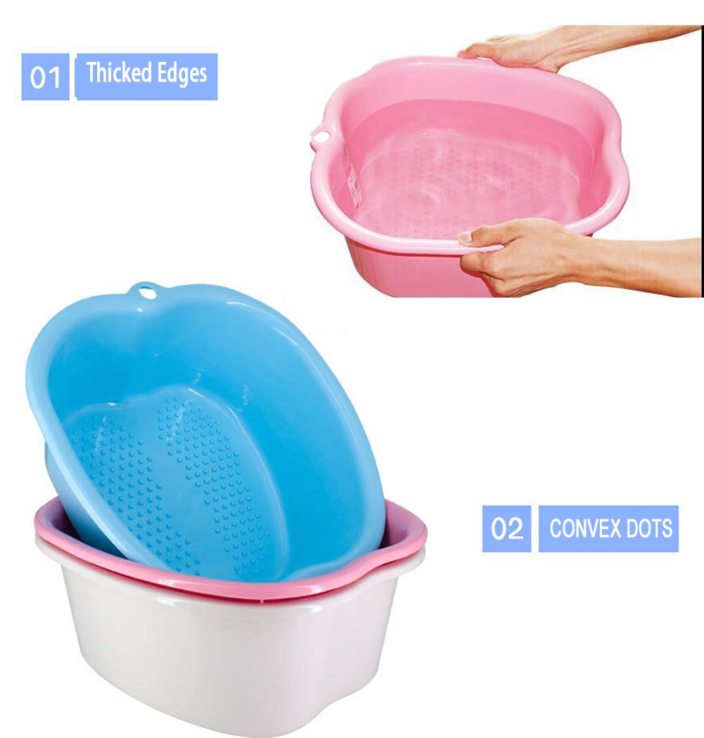 Lemoncy Large Plastic Foot Basin Bath Spa Tub Feet Massage for Soaking Foot,Toe Nails, and Ankles,Pedicure,Improved Sturdy Portable Feet Tub Pink