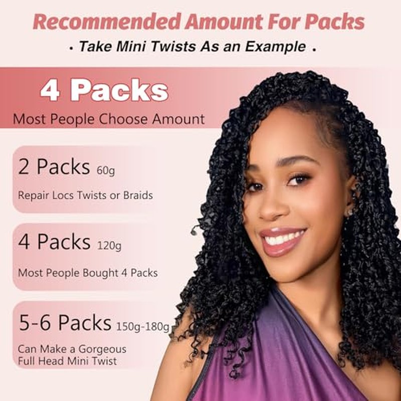 Afro Kinkys Bulk Human Hair for Mini Twist Braiding Braids Locs Dreadlock Extensions Afro Kinky-Curly Human Braiding Hair Bundles For Men Women Kids 16 Inch 2 Bulks 60g #1B Natural Black Soft Fluffy