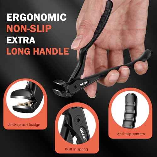 BEZOX Toenail Clippers for Seniors ? Upgraded Long Handled Curved Head Toe Nail Clippers for Thick Nails for Elderly - Black