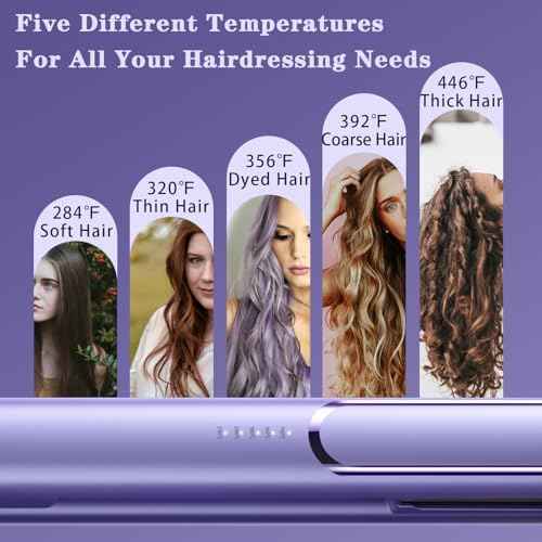 Christmas Gift for Girlfriend/Mom, Hair Straightener for Women Flat Iron Hair Straightener and Curler 2 in 1 - Birthday Gift for Women & Mom, Hair (Purple)