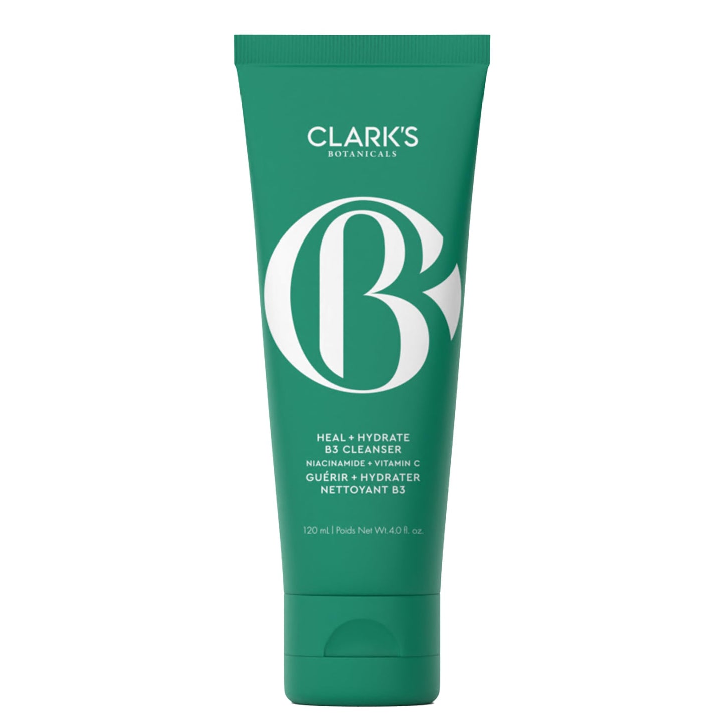 Clark's Botanicals Heal + Hydrate B3 Cleanser, Daily Deep Clean Niacinamide Face Wash with Vitamin C for Clarifying and Minimizing Pores, 4 Oz (Pack of 1)