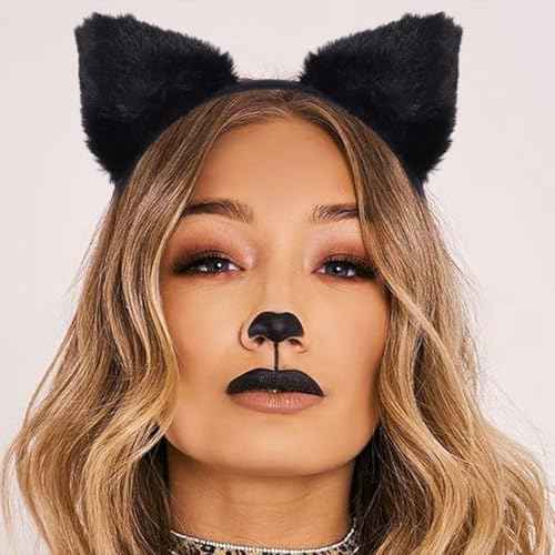 BARTOSI Cat Ears Headband Black Leopard Ear Headpiece Halloween Costume Hair Accessories for Women and Girls