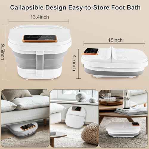 Collapsible Foot Spa with Heat and Remote Control, Massage Rollers, Bubble, Foot Pedicure Kit, Temperature Control, Red Light, Foot Bath and Pumice Stone Pedicure Foot Spa