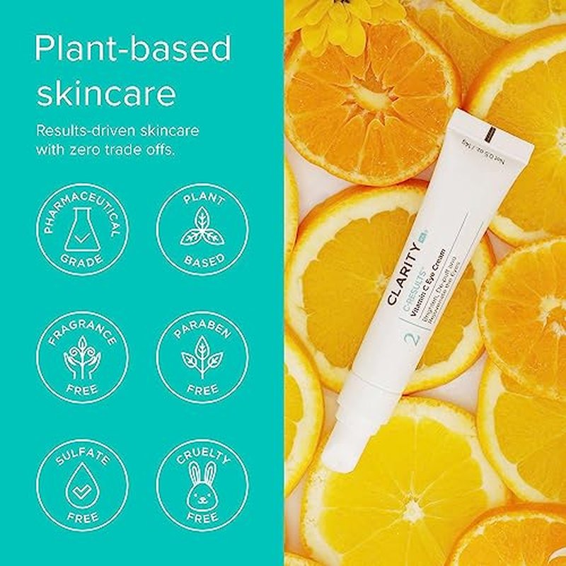 ClarityRx C-Results Natural Plant-Based Vitamin C Eye Cream for Dark Circles, Eye Bags, Puffiness & Wrinkles (0.5 oz)