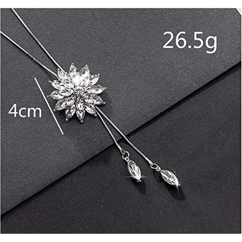 Cathercing Rhinestone Lotus Floral Pendant Long Necklace for Women Sweater Chain Statement Necklace Choker Adjustable Elegant Jewelry Accessories Dressy Collocation Winter Evening Party Wedding