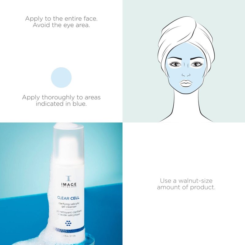 IMAGE Skincare, CLEAR CELL Salicylic Gel Cleanser, Gentle Foaming Face Wash Removes Excess Oil and Shine for Oily Prone Skin, 6 fl oz