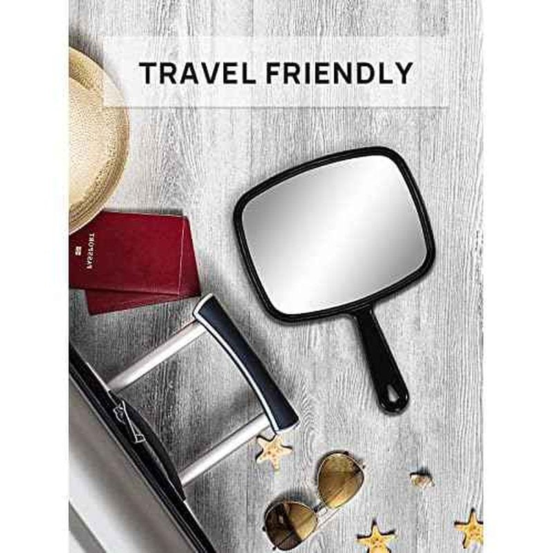 OMIRO 10.3" L x 7.4" W Hand Mirror, All Black Handheld Mirror with Handle