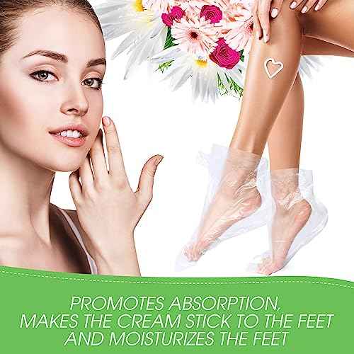 1500 Pcs Disposable Plastic Foot Covers for Feet Paraffin Bath Liners for Foot Pedicure Moisturizing Socks Spa Feet Care Hot Wax Therapy Booties Bags Covers with Stickers for Snug Closure
