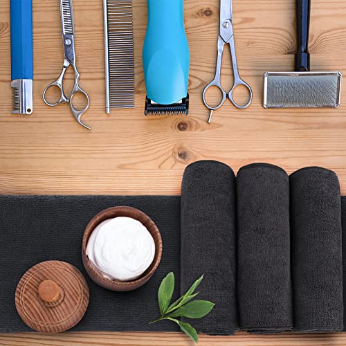 Orighty Black Salon Towel, Pack of 12 (Not Bleach Proof, 16 x 29 Inches) Super Soft and Absorbent Microfiber Hair Salon Towels for Salon, Hand, Gym, Bath, Spa and Home Hair Care