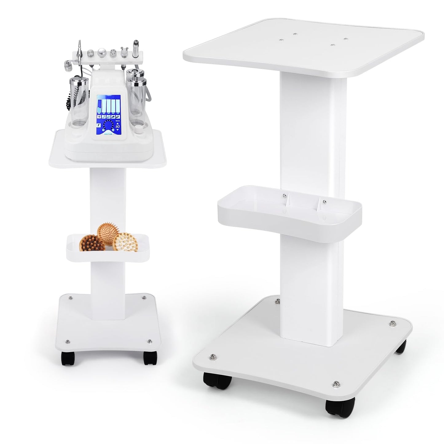 3 Tier Trolley Cart with Wheels - Esthetician Cart for Nail Technicians, Makeup Artists & Hair Stylists，Portable Salon Carts with Storage Basket，Perfect for Spa/Salon/Cosmetology Supplies