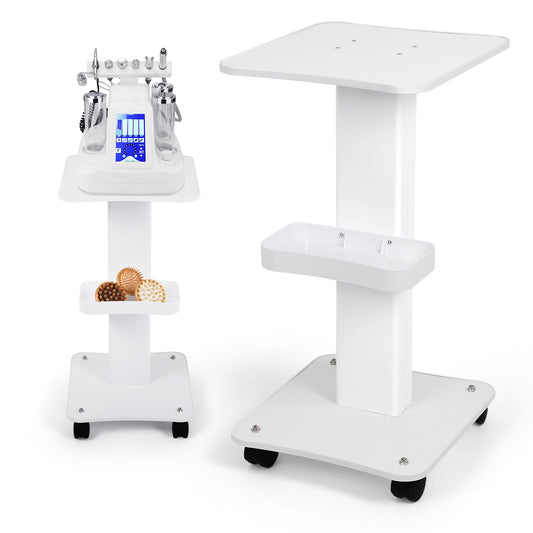 3 Tier Trolley Cart with Wheels - Esthetician Cart for Nail Technicians, Makeup Artists & Hair Stylists，Portable Salon Carts with Storage Basket，Perfect for Spa/Salon/Cosmetology Supplies