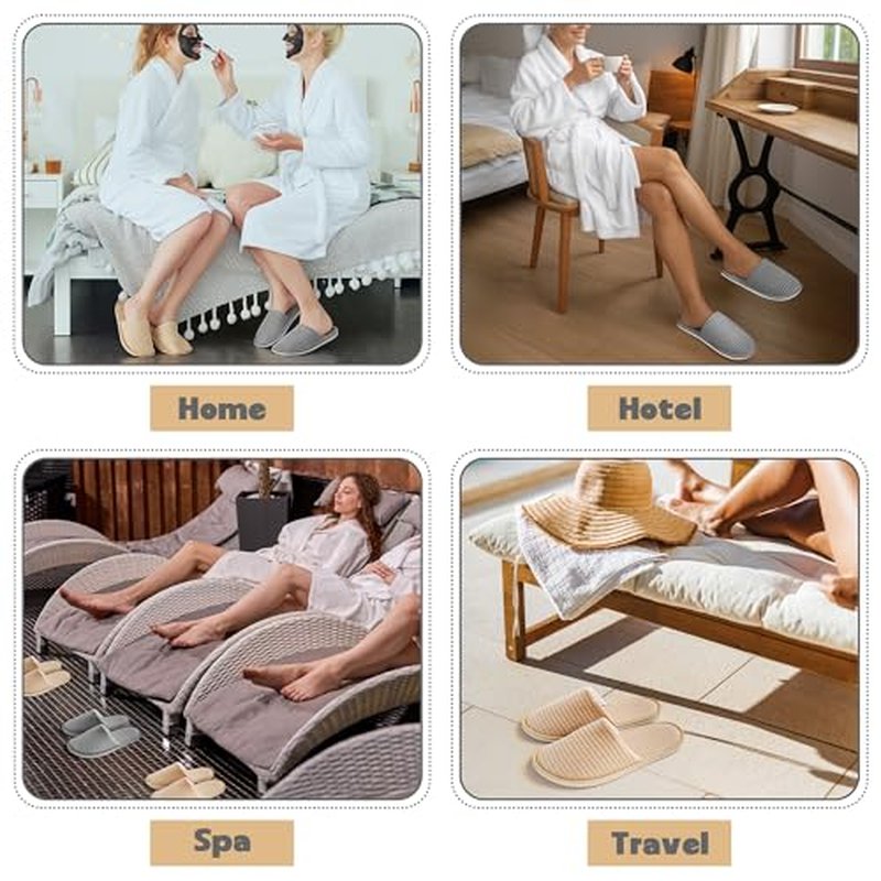 12-20 Pairs Disposable Slippers for Guest, Non Slip Disposable Slippers for Women and Men, Breathable House Slippers Indoor Outdoor for Hotel Essentials Shoeless Home Spa Travel