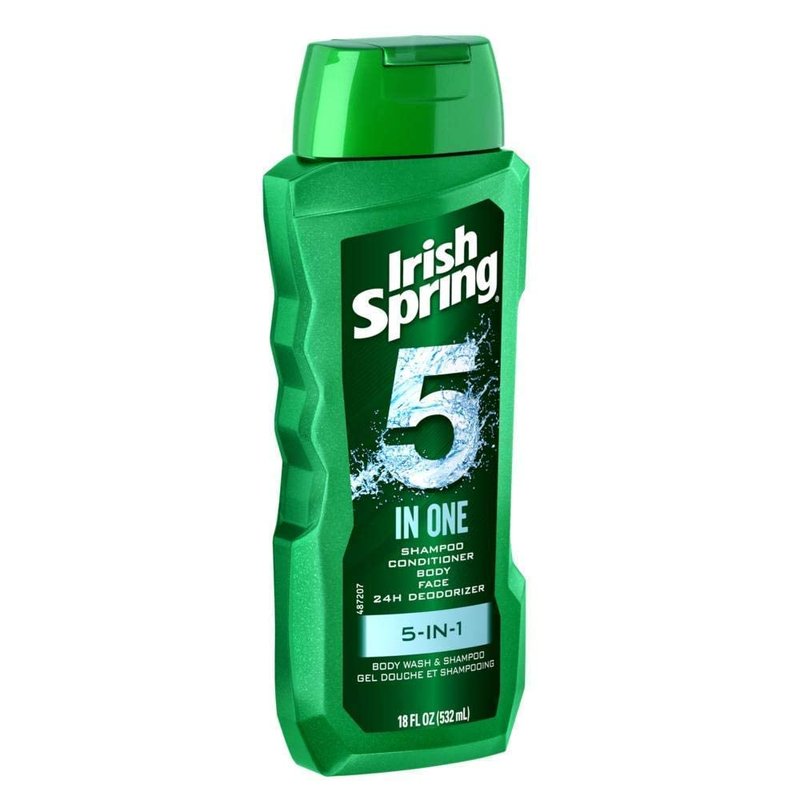 Irish Spring 5-in-1 Shampoo and Body Wash - Multi-Use Formula, 18 oz | Pack of 4